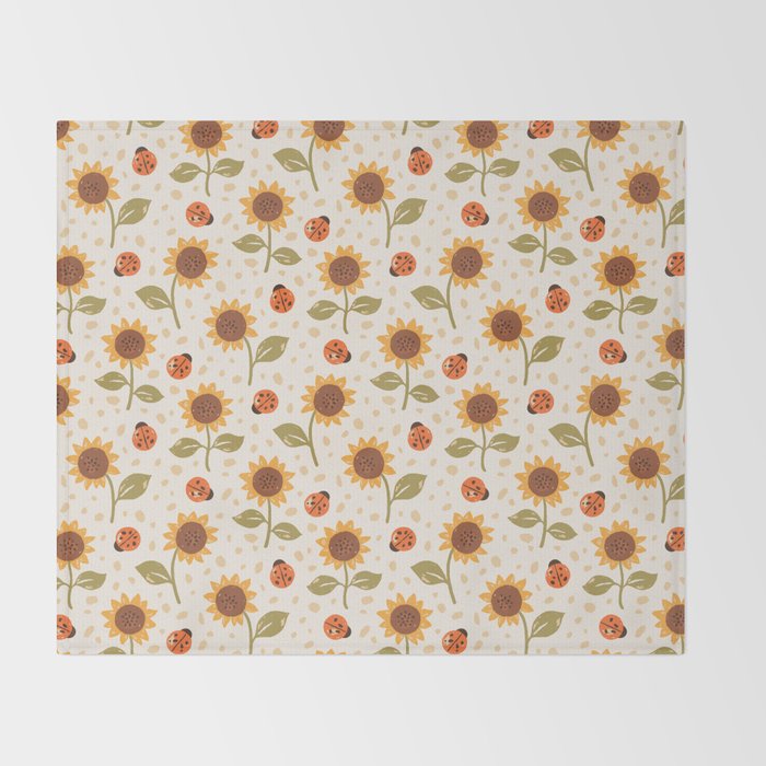 Sunflowers and Ladybugs Throw Blanket Gallery Image 2
