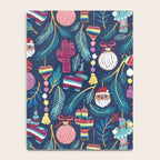 Mexican Christmas Tree // blue background blue pine leaves multicoloured holiday decorations pan dulce balls cacti hearts birds pom-pom garland pinatas santa claus conchas donuts Notebook Gallery Image 4