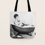 Cocktails In The Bath: Black & White Version Tote Bag Gallery Image 1