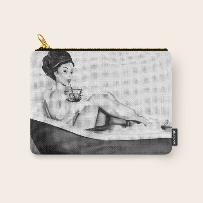 Cocktails In The Bath: Black & White Version Carry All Pouch Gallery Image 1