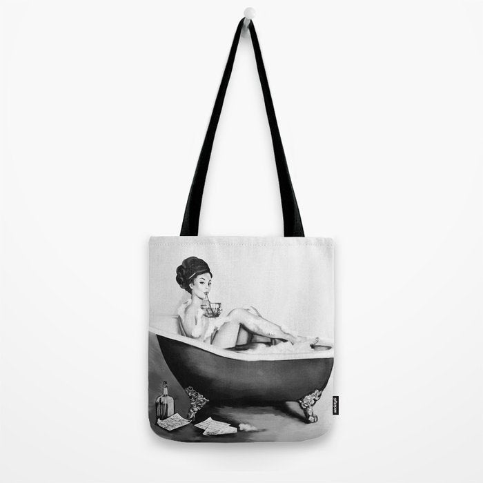 Cocktails In The Bath: Black & White Version Tote Bag Gallery Image 2