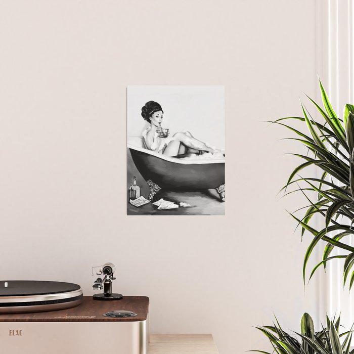 Cocktails In The Bath: Black & White Version Poster Gallery Image 2