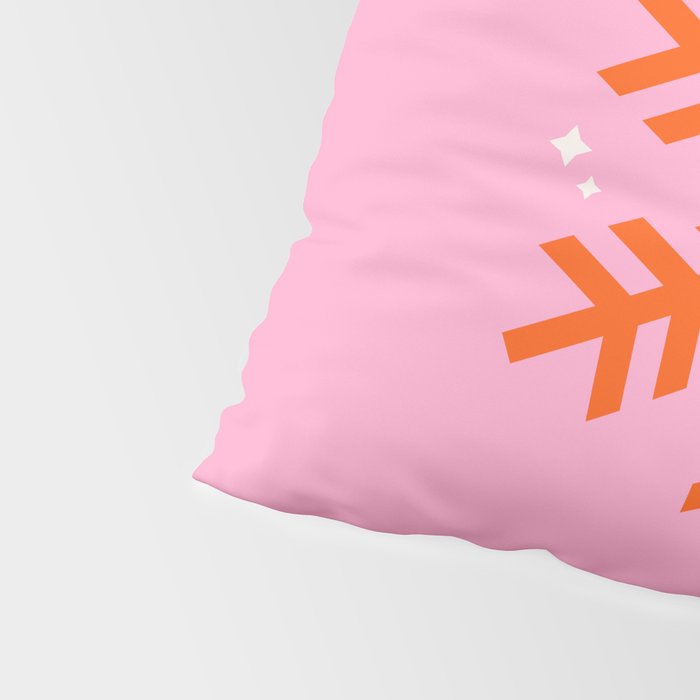 Christmas Print Snowflake Pink And Orange Holiday Decorations Festive Modern Decor Pillow Sham Gallery Image 4