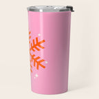 Christmas Print Snowflake Pink And Orange Holiday Decorations Festive Modern Decor Travel Mug Gallery Image 2