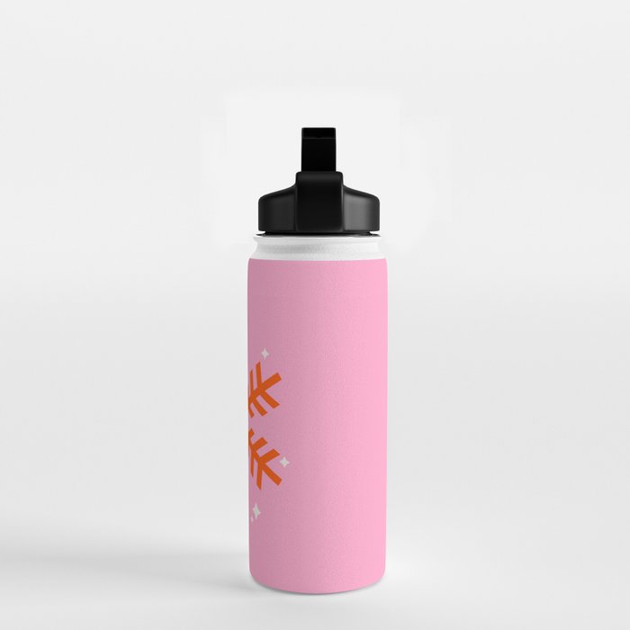 Christmas Print Snowflake Pink And Orange Holiday Decorations Festive Modern Decor Water Bottle Gallery Image 2
