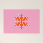 Christmas Print Snowflake Pink And Orange Holiday Decorations Festive Modern Decor Welcome Mat Gallery Image 1