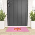 Christmas Print Snowflake Pink And Orange Holiday Decorations Festive Modern Decor Welcome Mat Gallery Image 3