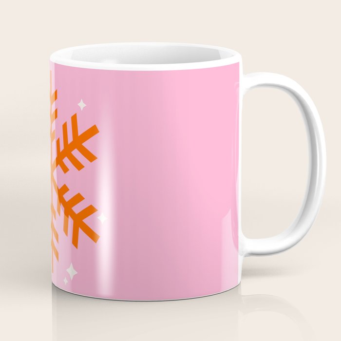 Christmas Print Snowflake Pink And Orange Holiday Decorations Festive Modern Decor Coffee Mug Gallery Image 1