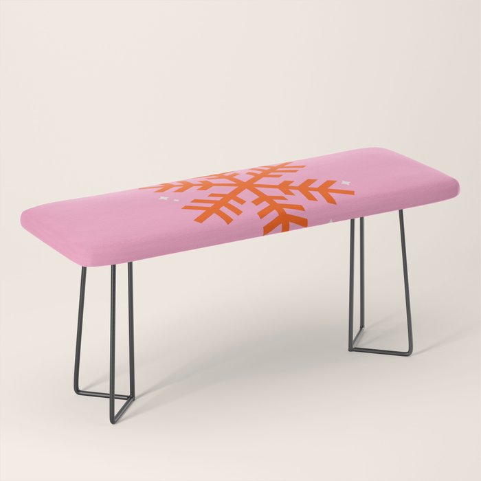 Christmas Print Snowflake Pink And Orange Holiday Decorations Festive Modern Decor Bench Gallery Image 1