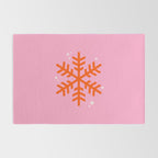 Christmas Print Snowflake Pink And Orange Holiday Decorations Festive Modern Decor Rug Gallery Image 2