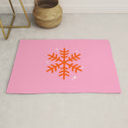 Christmas Print Snowflake Pink And Orange Holiday Decorations Festive Modern Decor Rug Gallery Image 1