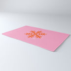 Christmas Print Snowflake Pink And Orange Holiday Decorations Festive Modern Decor Rug Gallery Image 3