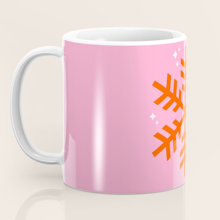 Christmas Print Snowflake Pink And Orange Holiday Decorations Festive Modern Decor Coffee Mug Gallery Image 3
