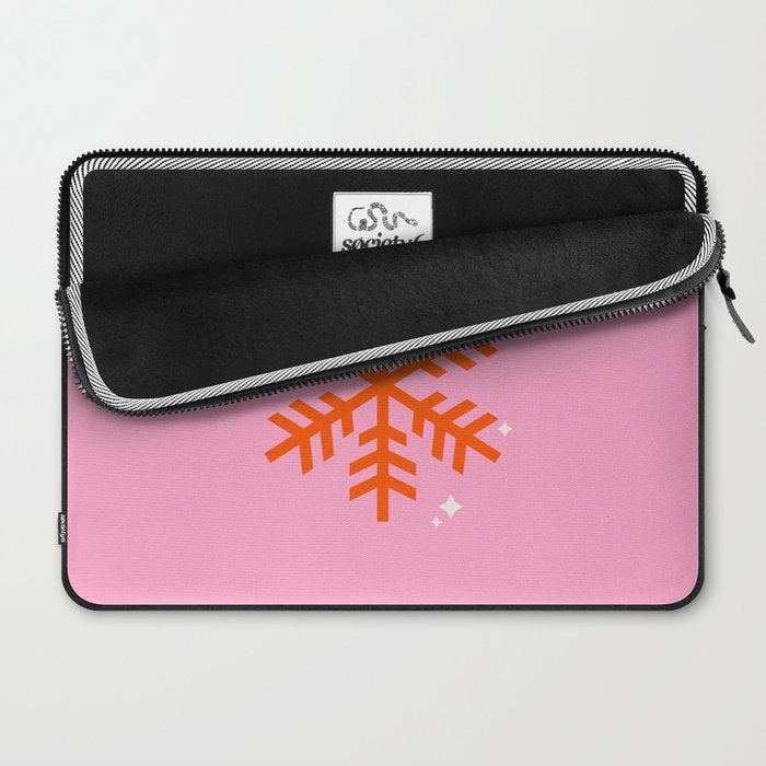 Christmas Print Snowflake Pink And Orange Holiday Decorations Festive Modern Decor Laptop Sleeve Gallery Image 2