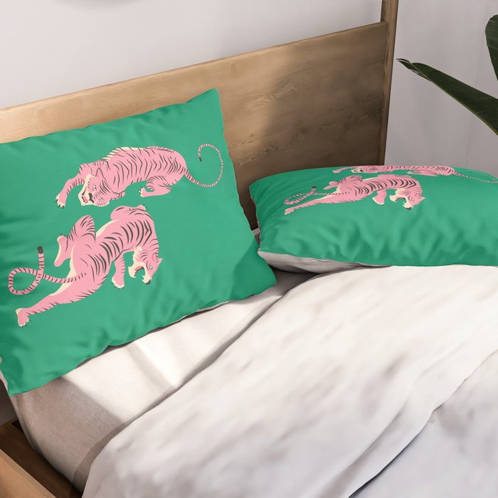 The Chase: Pink Tiger Edition Pillow Sham Gallery Image 2