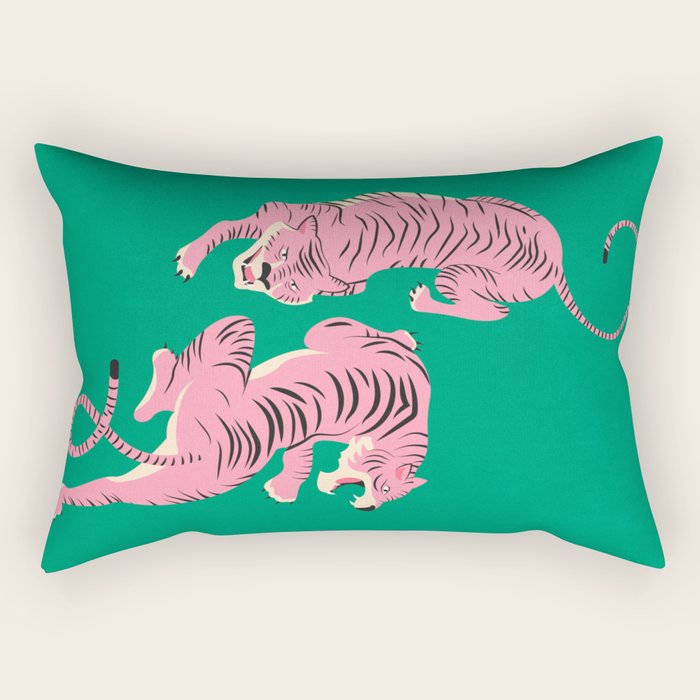 The Chase: Pink Tiger Edition Rectangular Pillow Gallery Image 1