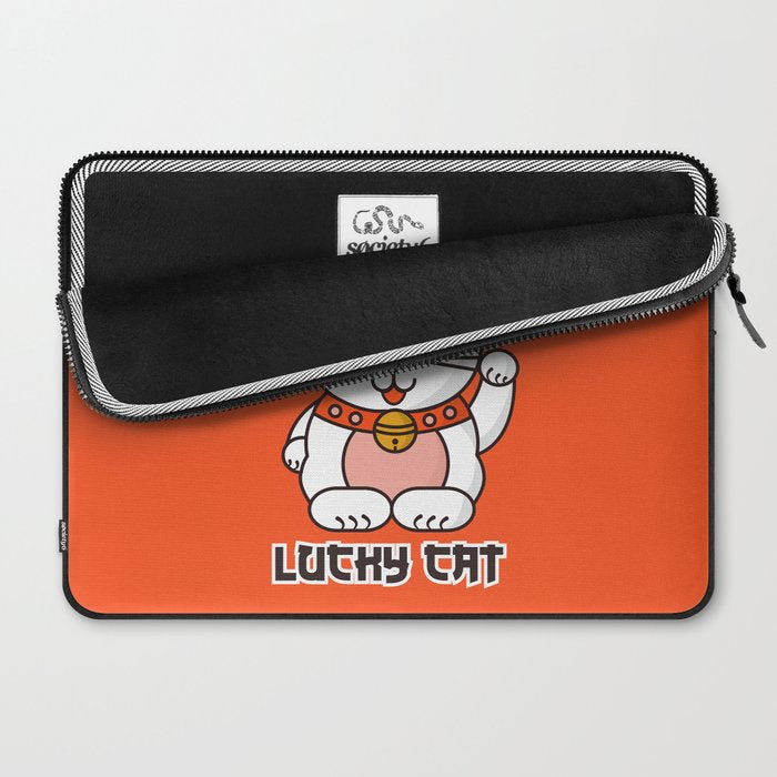 Lucky Cat Illustration Laptop Sleeve Gallery Image 2