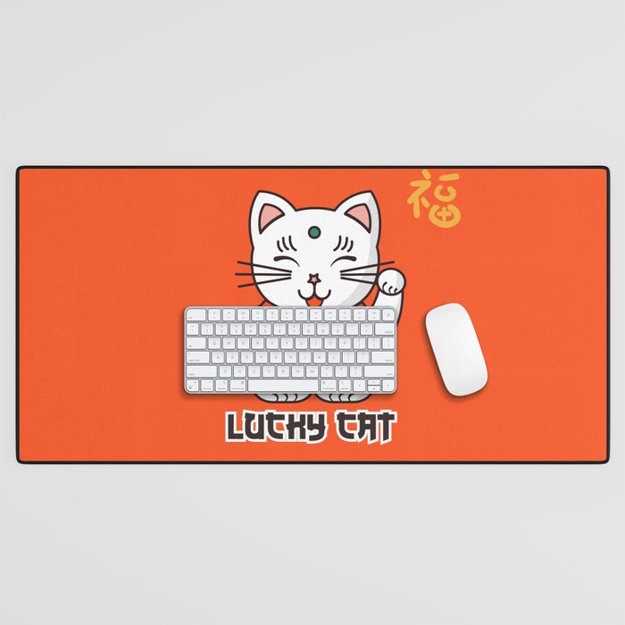 Lucky Cat Illustration Desk Mat Gallery Image 1