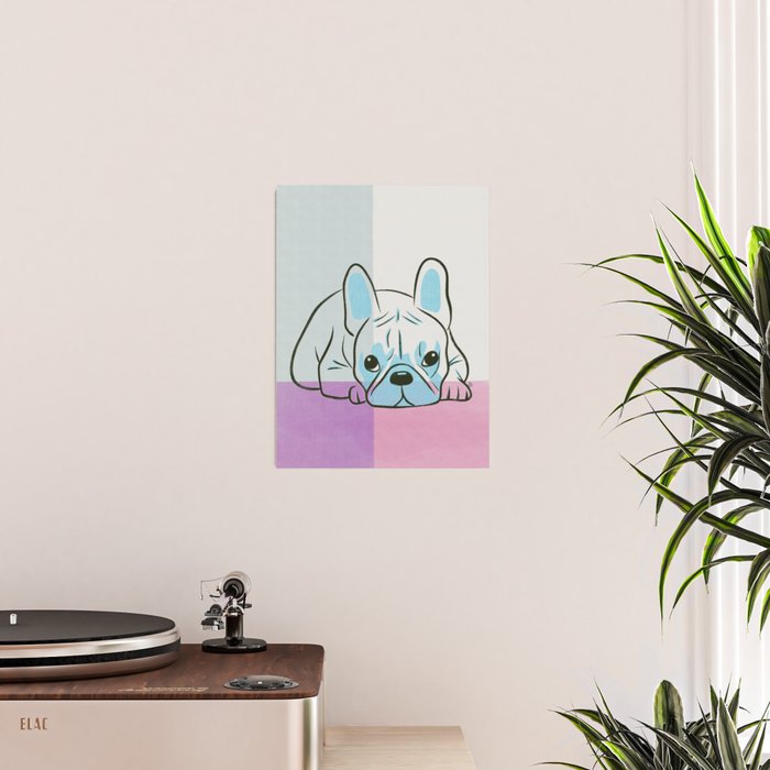 Adorable French Bulldog Puppy Artwork Poster Gallery Image 2