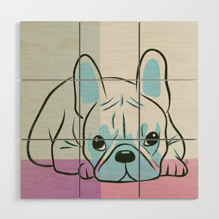 Adorable French Bulldog Puppy Artwork Wood Wall Art Gallery Image 1