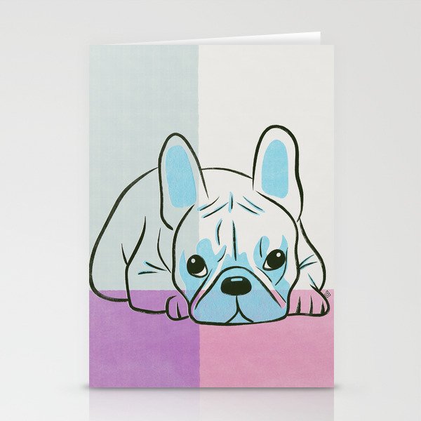 Adorable French Bulldog Puppy Artwork Stationery Card Gallery Image 2