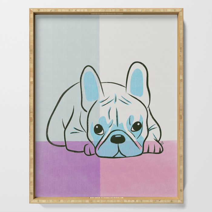 Adorable French Bulldog Puppy Artwork Serving Tray Gallery Image 1