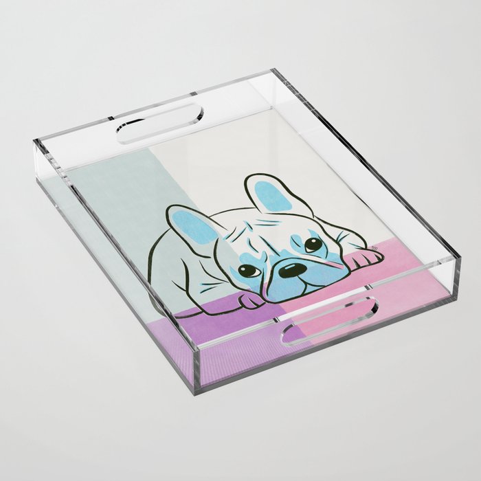 Adorable French Bulldog Puppy Artwork Acrylic Tray Gallery Image 1
