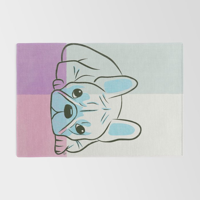 Adorable French Bulldog Puppy Artwork Rug Gallery Image 2