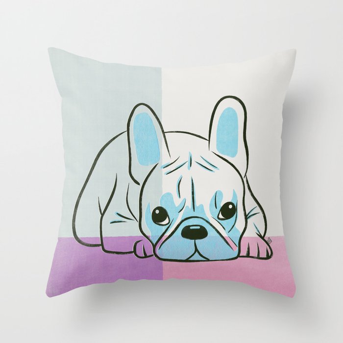 Adorable French Bulldog Puppy Artwork Throw Pillow Gallery Image 6