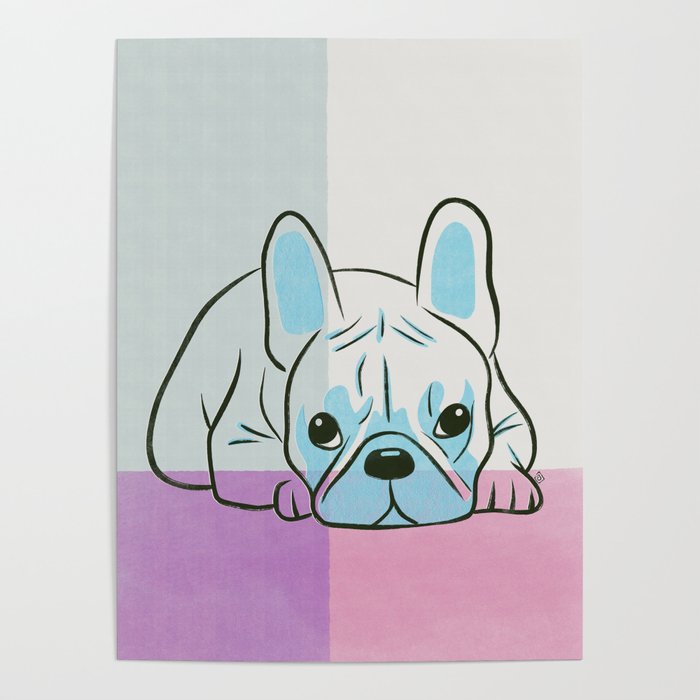 Adorable French Bulldog Puppy Artwork Poster Gallery Image 4