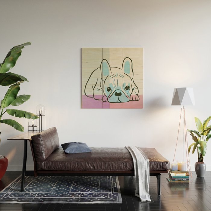 Adorable French Bulldog Puppy Artwork Wood Wall Art Gallery Image 2