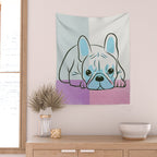 Adorable French Bulldog Puppy Artwork Wall Tapestry Gallery Image 2
