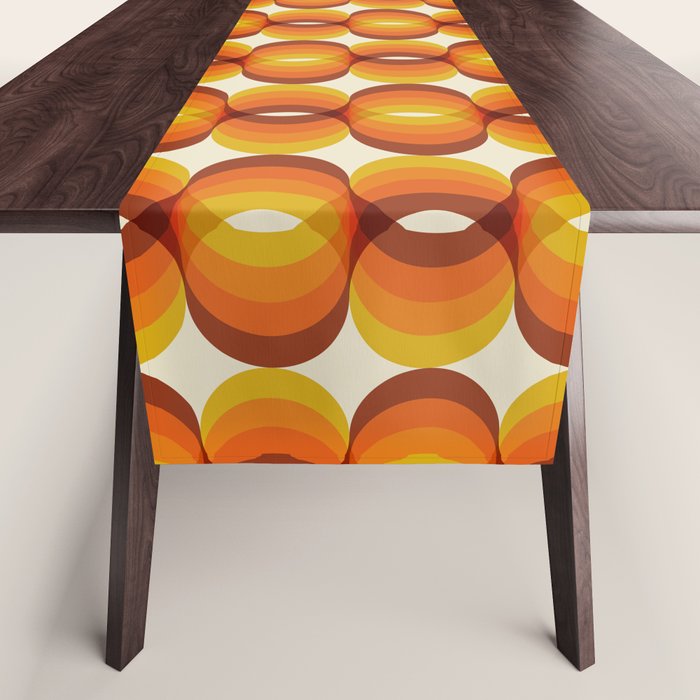 Orange, Brown, and Ivory Retro 1960s Wavy Pattern Table Runner Gallery Image 1