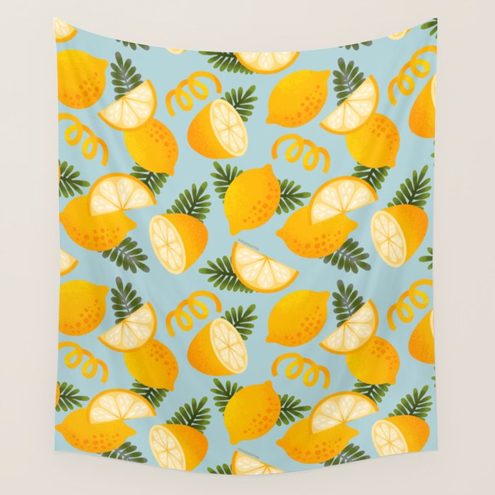 Lemon Pattern - Amalfi Coast Cocktails Wall Tapestry Gallery Image 4
