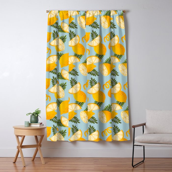 Lemon Pattern - Amalfi Coast Cocktails Window Curtain Gallery Image 1