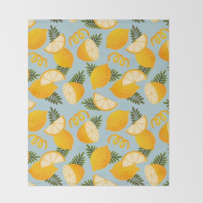 Lemon Pattern - Amalfi Coast Cocktails Throw Blanket Gallery Image 2