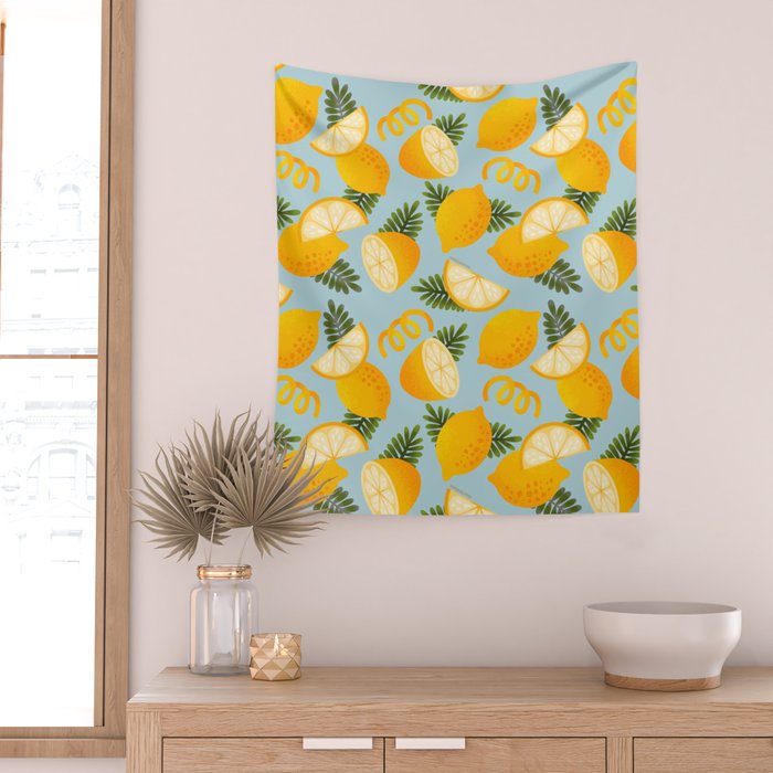 Lemon Pattern - Amalfi Coast Cocktails Wall Tapestry Gallery Image 2