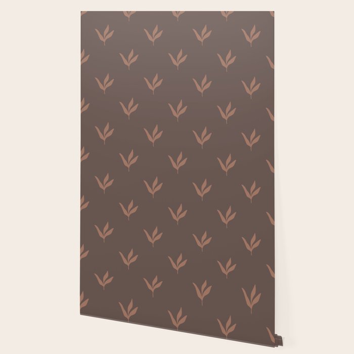Modern Leafy Pattern - mocha mousse Wallpaper Gallery Image 2