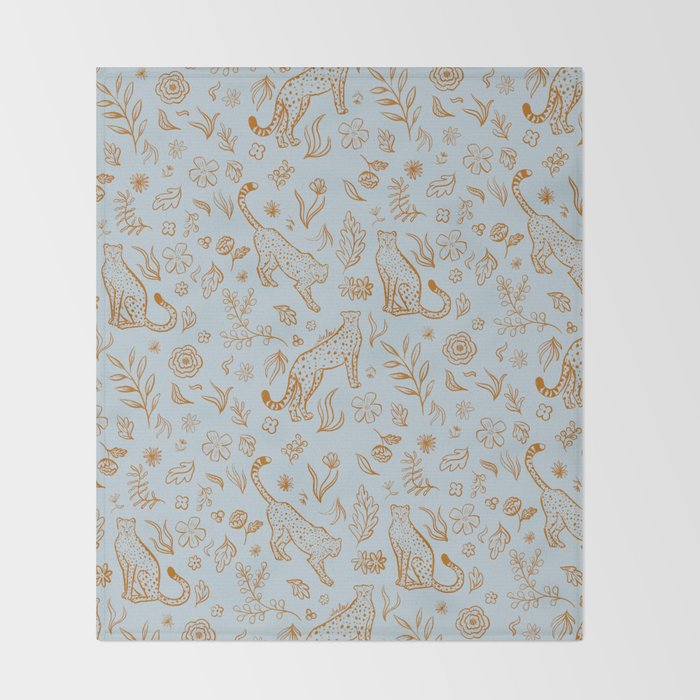 Cheetahs and Plants Boho Throw Blanket Gallery Image 2