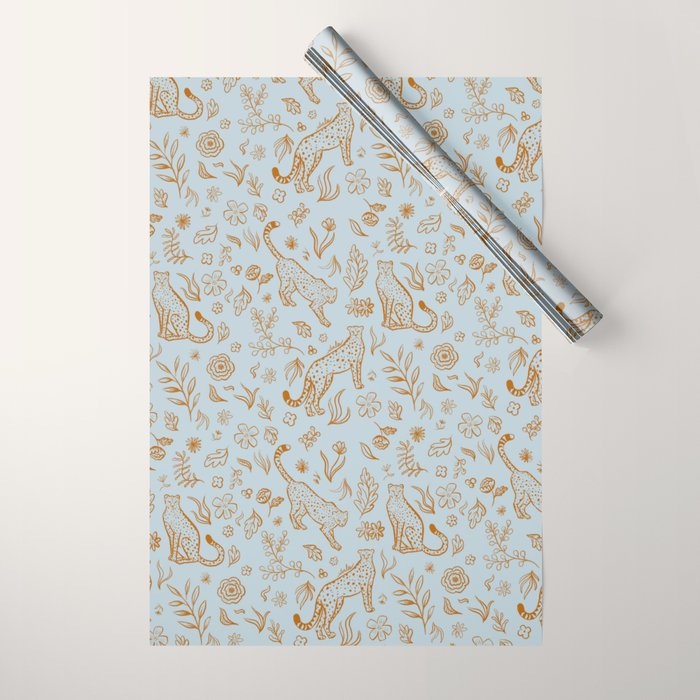 Cheetahs and Plants Boho Wrapping Paper Gallery Image 1