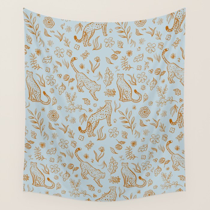 Cheetahs and Plants Boho Wall Tapestry Gallery Image 1