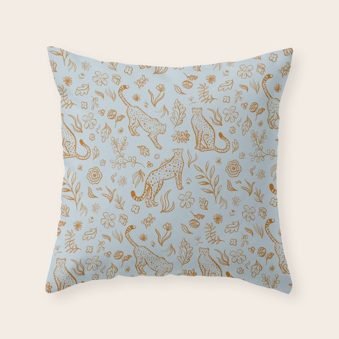 Cheetahs and Plants Boho Throw Pillow Gallery Image 6