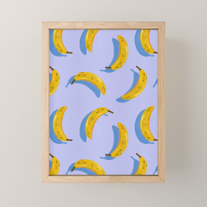 Banana Pattern - Blue Palette Mini Art Print Gallery Image 1