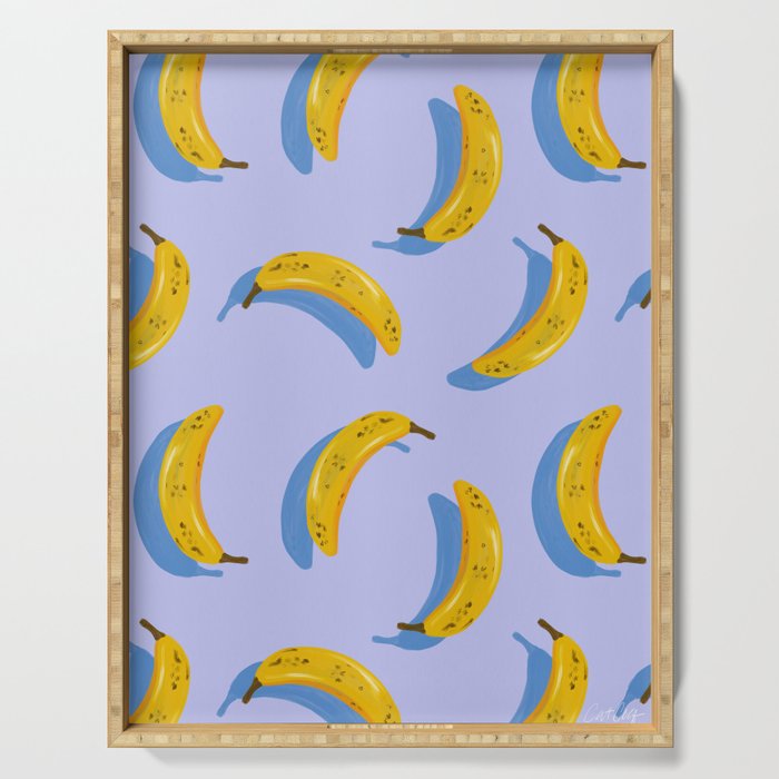 Banana Pattern - Blue Palette Serving Tray Gallery Image 1