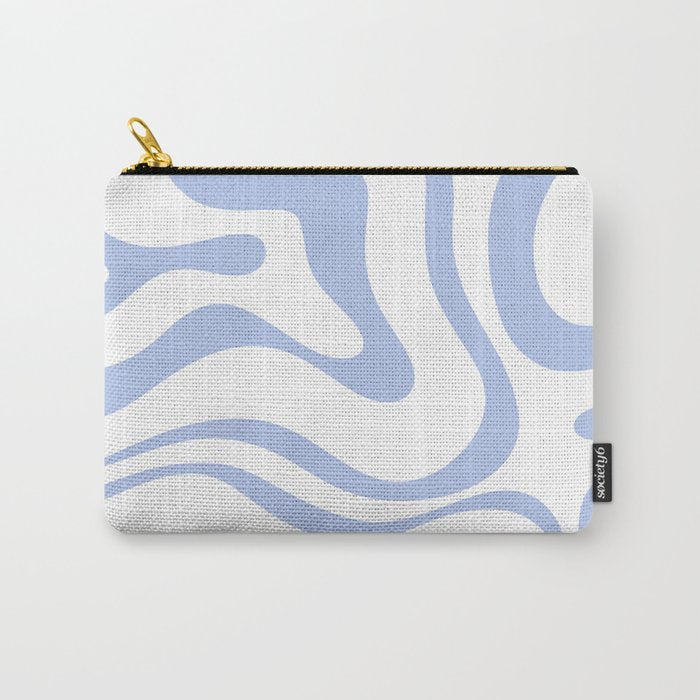 Modern Liquid Swirl Abstract Square in White and Light Blue Periwinkle  Carry All Pouch Gallery Image 1