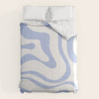 Modern Liquid Swirl Abstract Square in White and Light Blue Periwinkle  Comforter Gallery Image 6