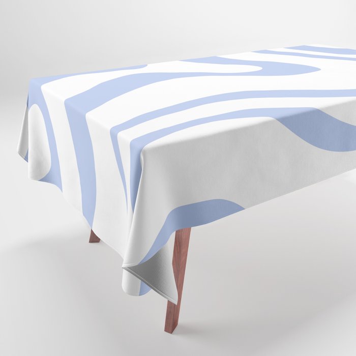 Modern Liquid Swirl Abstract Square in White and Light Blue Periwinkle  Tablecloth Gallery Image 1