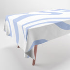 Modern Liquid Swirl Abstract Square in White and Light Blue Periwinkle  Tablecloth Gallery Image 1