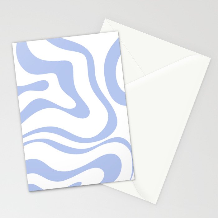 Modern Liquid Swirl Abstract Square in White and Light Blue Periwinkle  Stationery Card Gallery Image 2