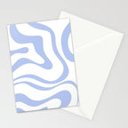 Modern Liquid Swirl Abstract Square in White and Light Blue Periwinkle  Stationery Card Gallery Image 2